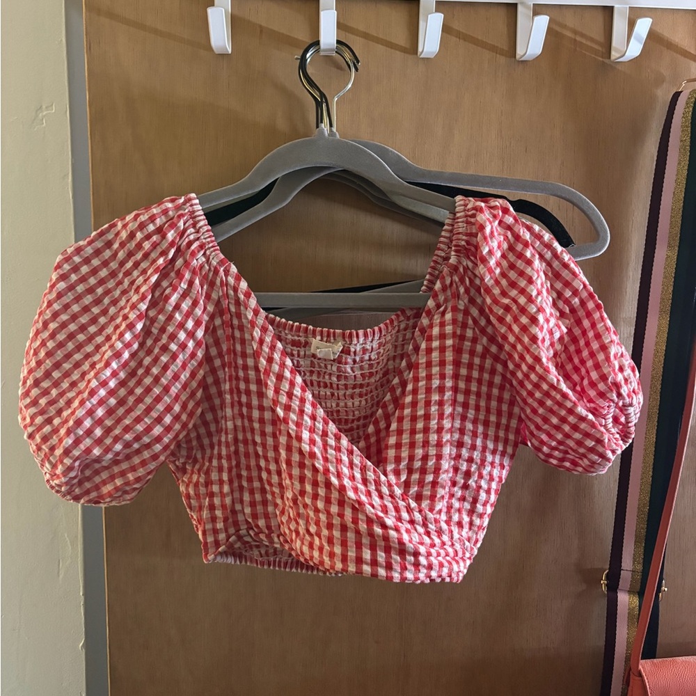 Red Gingham Crop Top